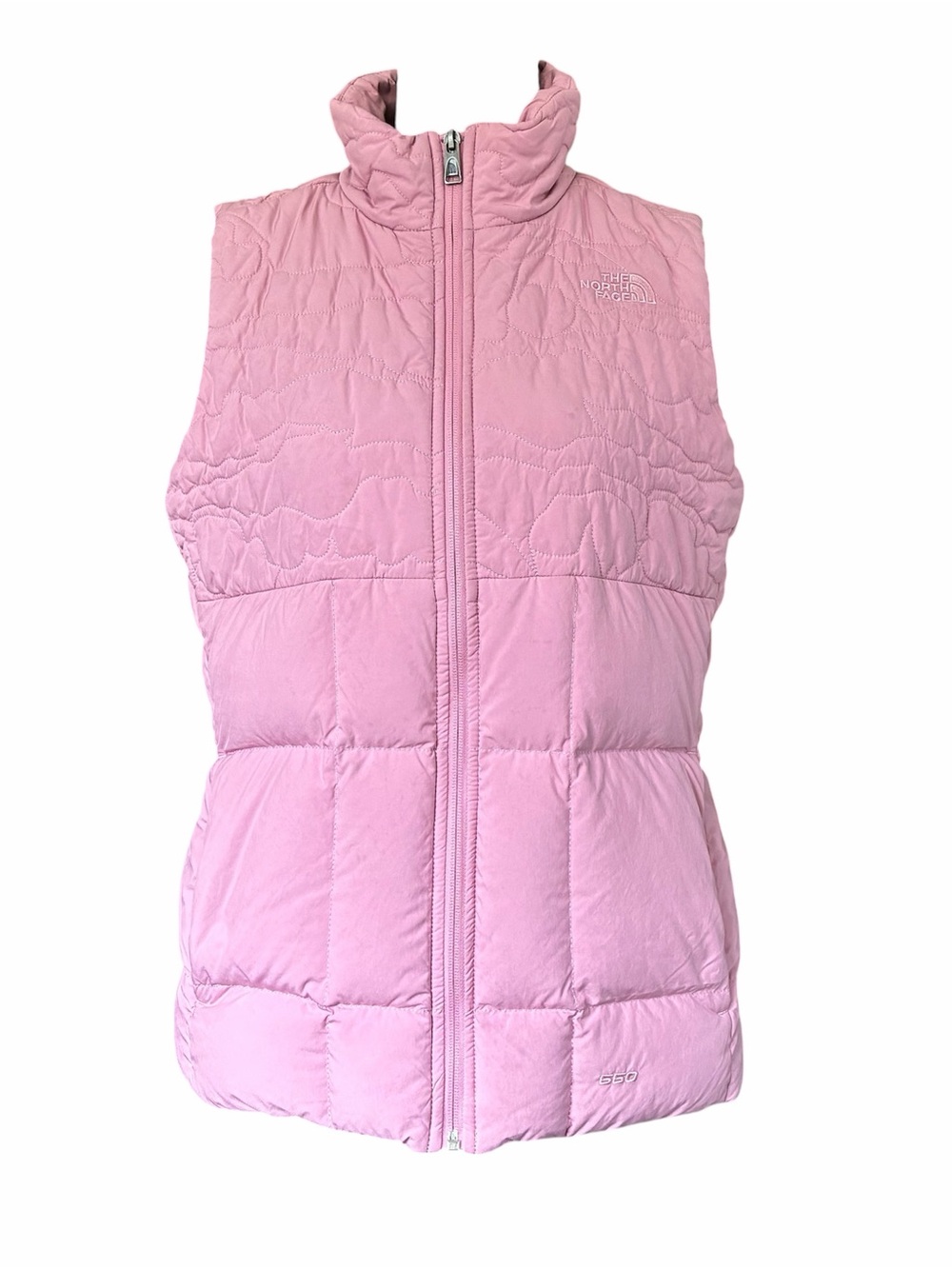 The North Face 550 Goose Down Pink Rose Mauve Puffer Vest Womens Medium Full Zip